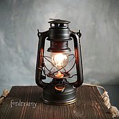 Керосиновая лампа электрическая настольная коричневая светильник ретро