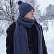 Шапка мужская и вязаный шарф с косами, Шапки, Балахна,  Фото №1