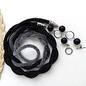 Украшения handmade. Livemaster - original item Long beads lariat black 