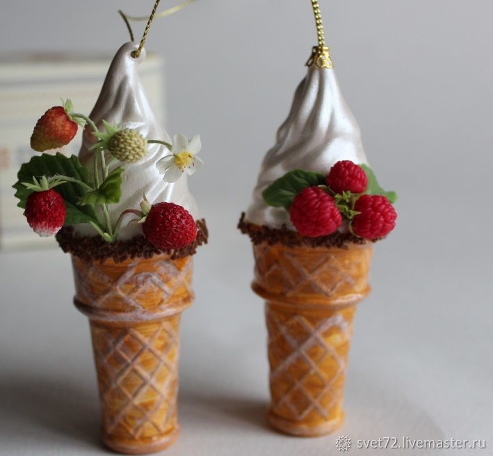 Фарфоровая новогодняя игрушка Мороженое с ягодами ...
 Мороженое с Ягодами