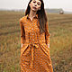 Оранжевое платье из теплого хлопка, длинное, с рюшей, на каждый день, Платья, Томск,  Фото №1