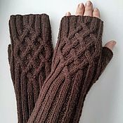 Аксессуары handmade. Livemaster - original item Knitted mitts Fun, brown. Handmade.