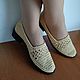 Knitted loafer shoes ( raffia yarn-straw color), Loafers, Vyazniki,  Фото №1