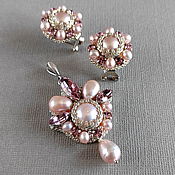 Украшения handmade. Livemaster - original item Pink Pearl Pendant, Beaded neck pendant for women. Handmade.