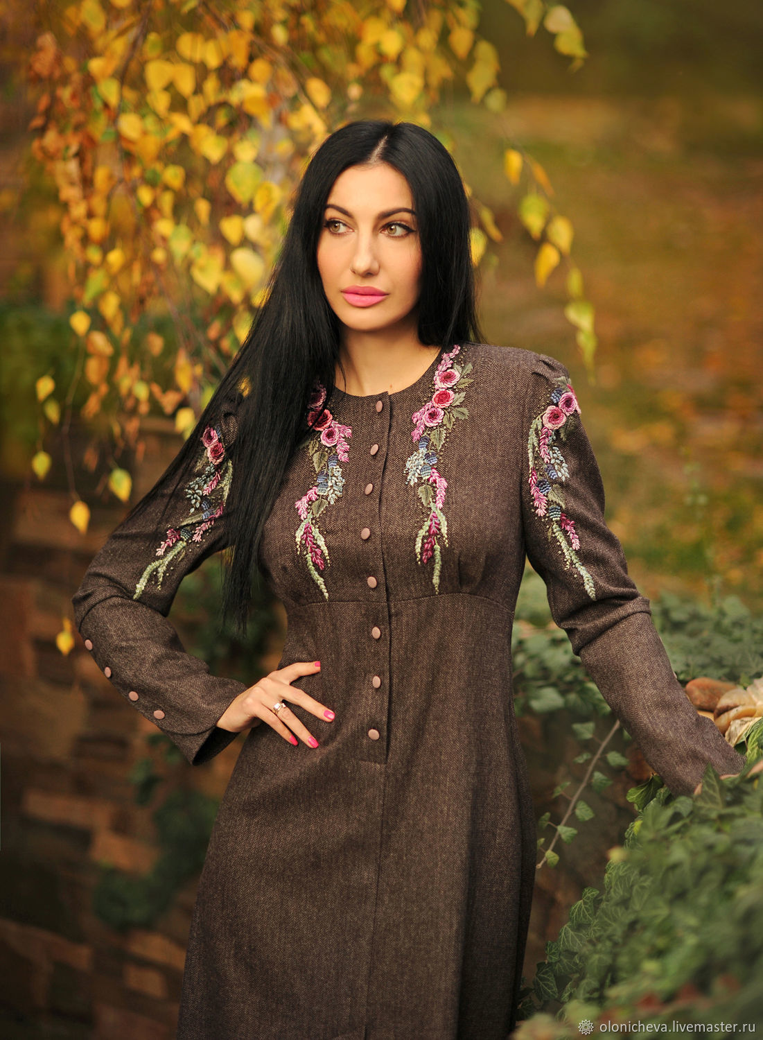 Warm dress with hand embroidery 'Monologue of autumn', Dresses, Vinnitsa,  Фото №1