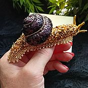 Украшения handmade. Livemaster - original item Brooch-pin made of beads in the form of an embroidered snail. Handmade.