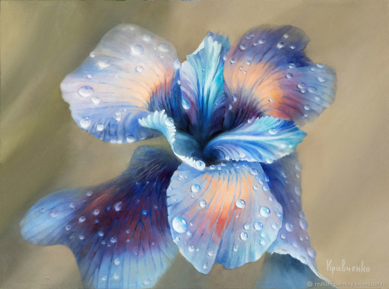 Oil painting on canvas "Iris flower after rain", Pictures, St. Petersburg,  Фото №1