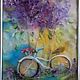Картина из шерсти Велосипед в цветах для любимой. Картины. Светлана Карсалова ('Кудесинка'). Ярмарка Мастеров.  Фото №4
