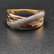 Золотое кольцо с бриллиантами и аметистами