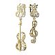 Golden earrings 'Music': violin and treble clef, Earrings, Moscow,  Фото №1