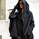 Черное пальто Asymmetric Hoodded. Пальто. MILENA (aakasha). Интернет-магазин Ярмарка Мастеров.  Фото №2