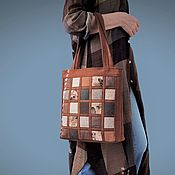 Сумки и аксессуары handmade. Livemaster - original item Shopper women`s brown bag, patchwork, mosaic, 304. Handmade.