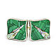 CUFFLINKS with malachite and mother of pearl. Cufflinks handmade, Cuff Links, Moscow,  Фото №1