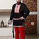 Men's red linen trousers. Mens pants. Slavyanskie uzory. My Livemaster. Фото №5