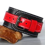 Украшения handmade. Livemaster - original item Black Red White Leather Wristband, Leather Bracelet. Handmade.