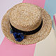 Straw boater hat with blue silk flowers, Hats1, Moscow,  Фото №1