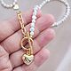 Колье-цепь с натуральным жемчугом и подвеской "сердце". Колье. By_Mur jewelry (Alsu Baymuratova). Ярмарка Мастеров.  Фото №4