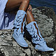 botas: INDIANINI azul-botas Italianas hechas a mano. High Boots. Febe-handmade. Ярмарка Мастеров.  Фото №5
