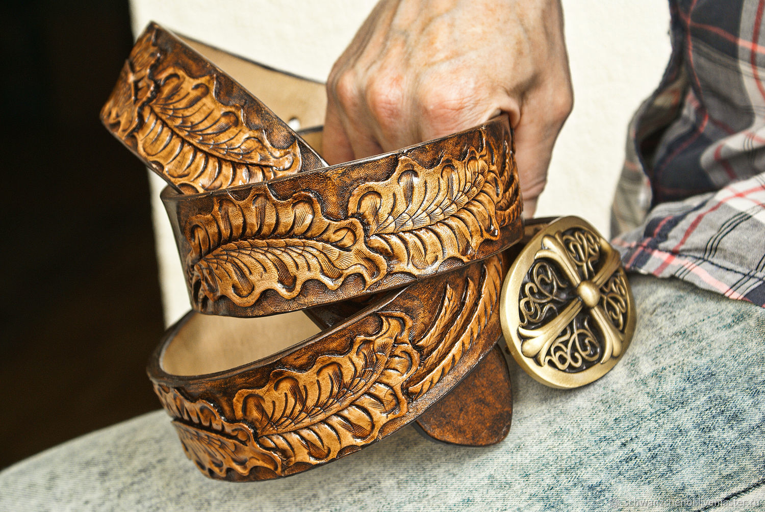 Mens leather belt handmade, Straps, Krasnodar,  Фото №1