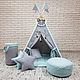 Juego de Teepee alfombra plana. Toldos, tiendas y toldos: wigwam infantil, Nursery wigwam, Tomsk,  Фото №1