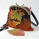 Bag with a wool clasp orange Autumn Leaf Fall. Clasp Bag. moyaksessyar. My Livemaster. Фото №4