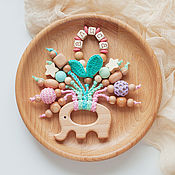 Работы для детей, handmade. Livemaster - original item A rodent elephant with the name of your baby mint pink. Handmade.