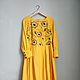 Women's yellow linen dress with long sleeves. Dresses. ZanKa. My Livemaster. Фото №4