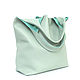 Order Bag Shopper Leather Mint Bag with Cosmetic Bag Bag String Bag T-shirt. BagsByKaterinaKlestova (kklestova). Livemaster. . Sacks Фото №3