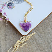 Украшения handmade. Livemaster - original item Heart pendant with real flowers. Gift girl. Handmade.