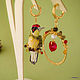 Asymmetric earrings 'Green Woodpecker'. Earrings. Coffeelena. Online shopping on My Livemaster.  Фото №2