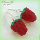 Earrings 'raspberry'. Earrings. Red Rose. Online shopping on My Livemaster.  Фото №2
