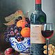  Картина маслом,натюрморт с вином и фруктами, Картины, Мурманск,  Фото №1