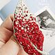 Red and white feather brooch ' Fire and Ice', Brooches, St. Petersburg,  Фото №1