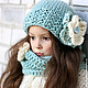Вязаный комплект «Winter mint». Шапки. NewRareRu.Knitting (Вера). Ярмарка Мастеров.  Фото №4