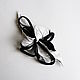 Order Black and white flower brooch Made of leather Contrast black white with loops. De-Si-Re. Livemaster. . Brooches Фото №3