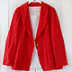 Jacket with open edges made of red linen. Jackets. etnoart. My Livemaster. Фото №4