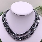 Украшения handmade. Livemaster - original item Necklace three-row marcasite stone with a cut. Handmade.