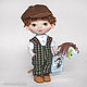 Order Rag doll boy with green eyes in a green jumpsuit. CountryKids - doll with a soul. Livemaster. . Dolls Фото №3