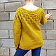 Knitted sweater for women, pullover with embossed pattern of merino yellow. Sweaters. Lace Shawl by Olga. My Livemaster. Фото №6