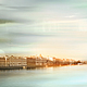 Photo pictures for interior room, view of St. Petersburg on the spit of Vasilievsky island. Clear space watercolor sky and water make a picture of air and light, 