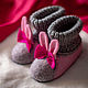 Felted Baby Bunnies, pink, Slippers, Chelyabinsk,  Фото №1