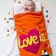 Конверт для новорожденного на выписку и в коляску Love is оранжевый. Конверты на выписку. Babygoldfinch. Ярмарка Мастеров.  Фото №5