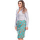 Order Cotton skirt with flowers turquoise bright. Skirt Priority (yubkizakaz). Livemaster. . Skirts Фото №3