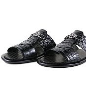 Обувь ручной работы handmade. Livemaster - original item Men`s sandals made of crocodile leather, in black!. Handmade.