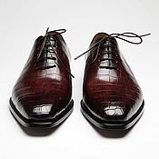 Обувь ручной работы. Ярмарка Мастеров - ручная работа Zapatos Oxford clásicos de cuero de cocodrilo, color marrón.. Handmade.