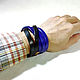Leather bracelet 'Basket Blue Black 3i2 stripes', Braided bracelet, Krasnodar,  Фото №1