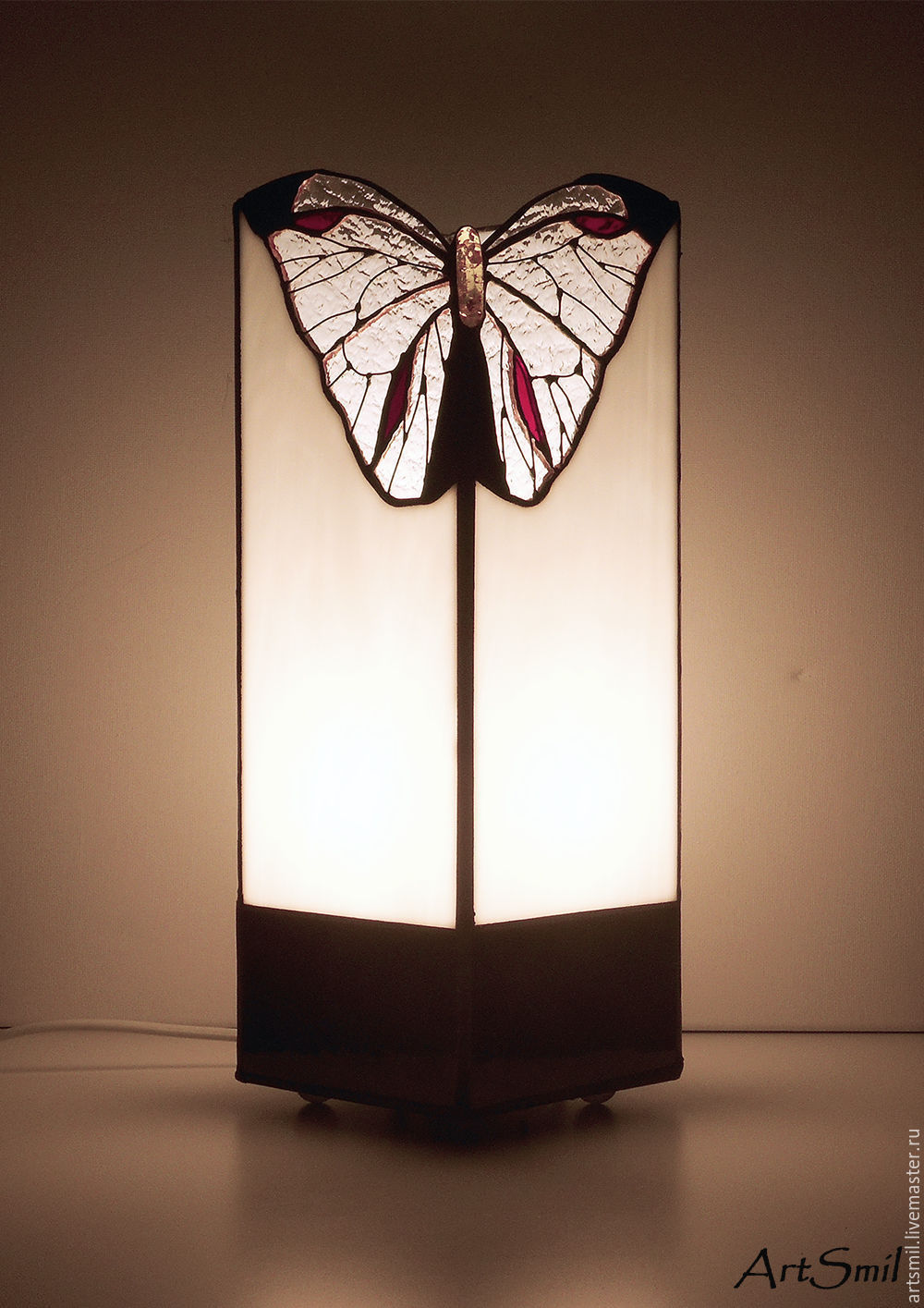 Настольная лампа «Бабочки в цветах», 60Вт E27, разноцветный