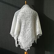 Аксессуары handmade. Livemaster - original item Knitted square scarf in Orenburg style. Handmade.