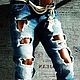 Заказать Джинсы бойфренды "Da Boogie". Студия дизайна 'Jeans_torn'. Ярмарка Мастеров. . Джинсы Фото №3