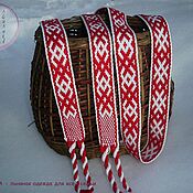 Русский стиль handmade. Livemaster - original item The Orepei belt is white and red. Handmade.